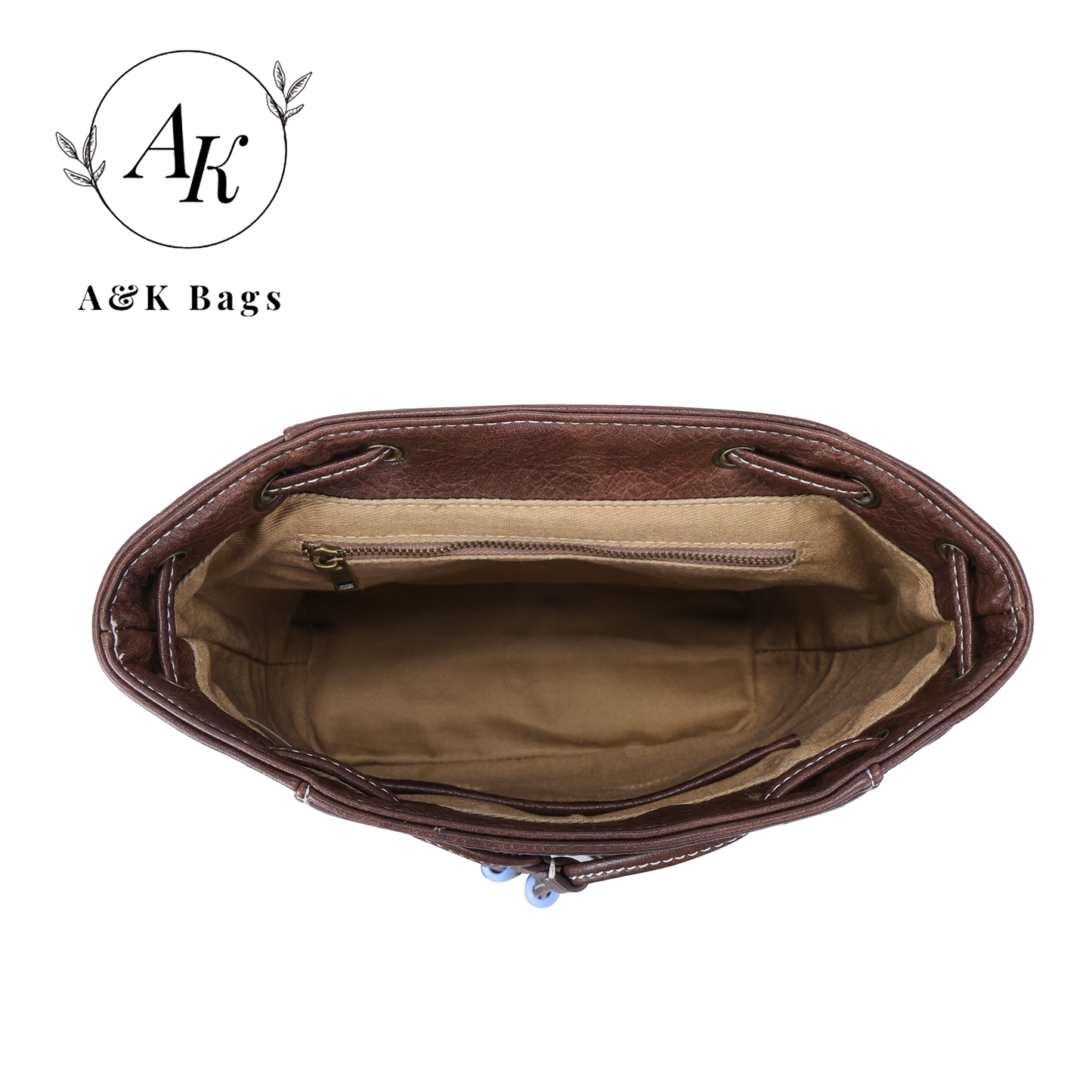 AK Western style Vintage Backpack with denim and wool trim