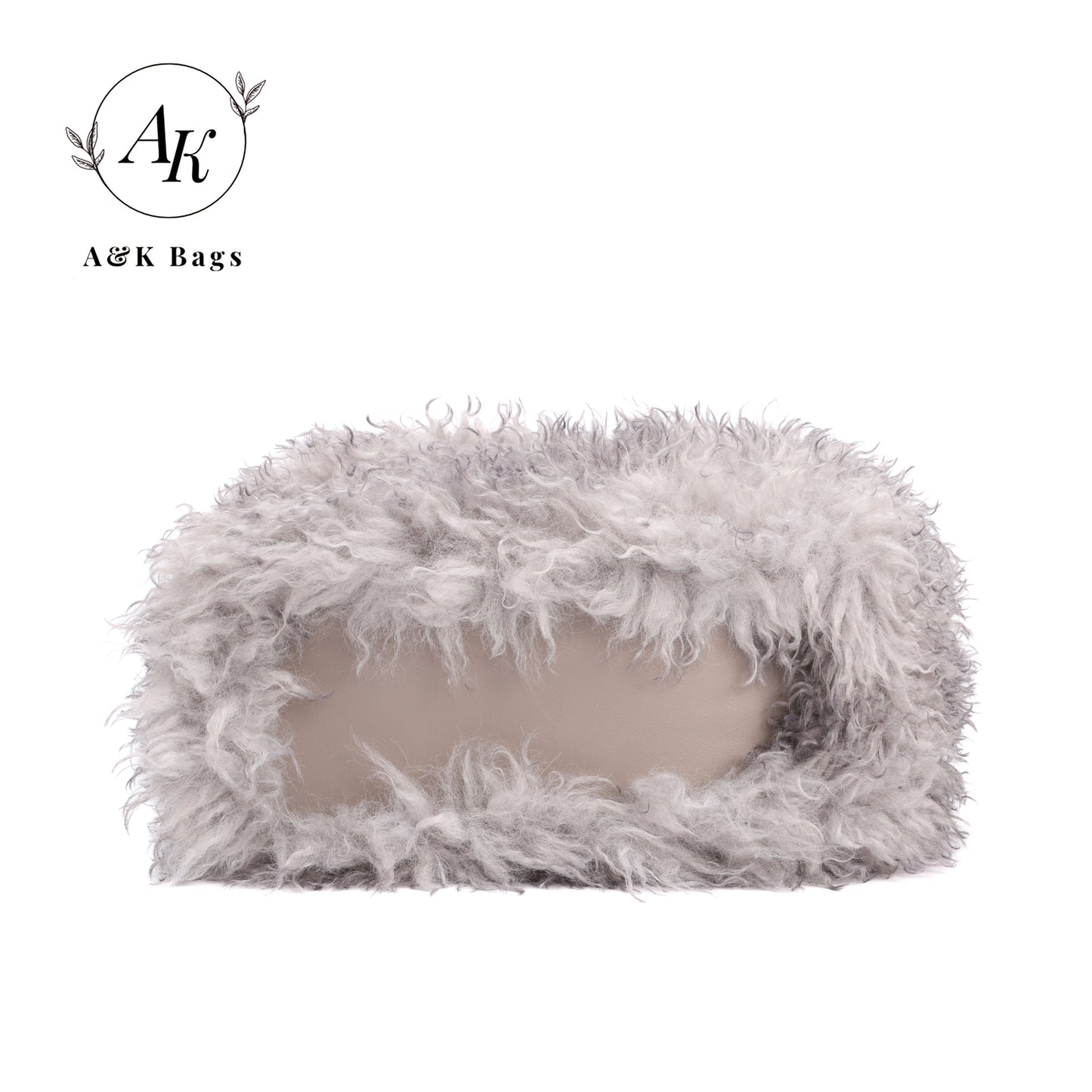 AK Grey Fluffy Faux Fur Winter women purse
