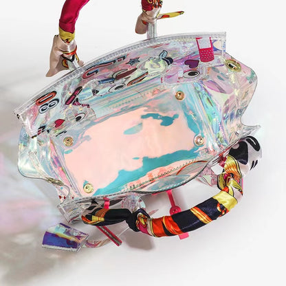 Clear Iridescent Buckle Eye Tote