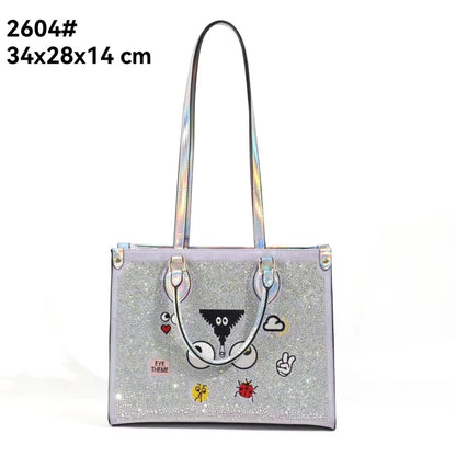 Silver & Lilac Bling Iridescent Eye Tote