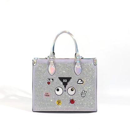 Silver & Lilac Bling Iridescent Eye Tote