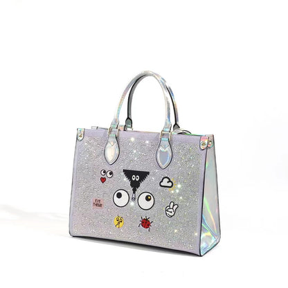 Silver & Lilac Bling Iridescent Eye Tote