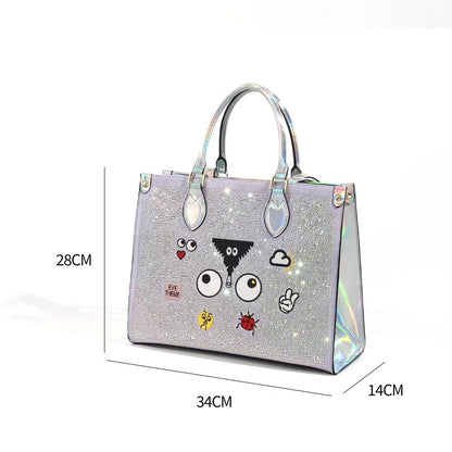 Silver & Lilac Bling Iridescent Eye Tote