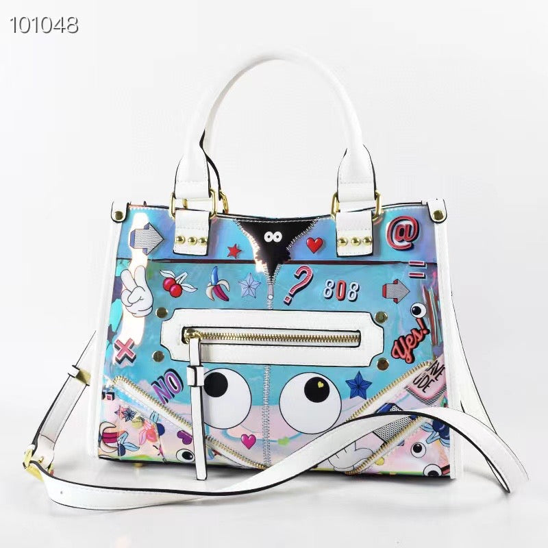 Clear Iridescent Eye Tote With Zip