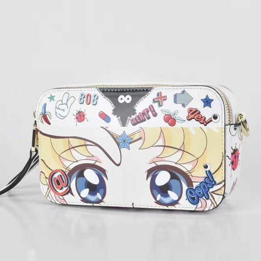 Anime Double Zip Eye Crossbody Bag