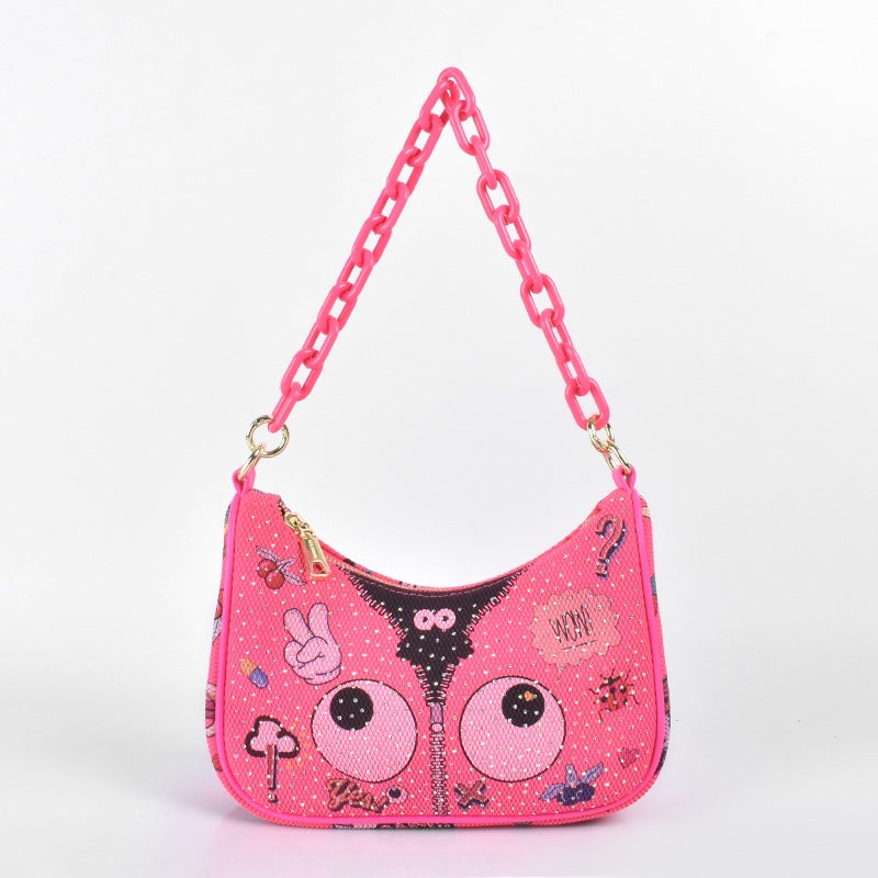 Neon Eye Crossbody Bag With Chain