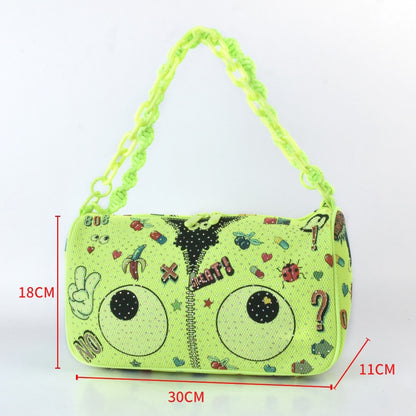 Neon Eye Crossbody Bag With Chain