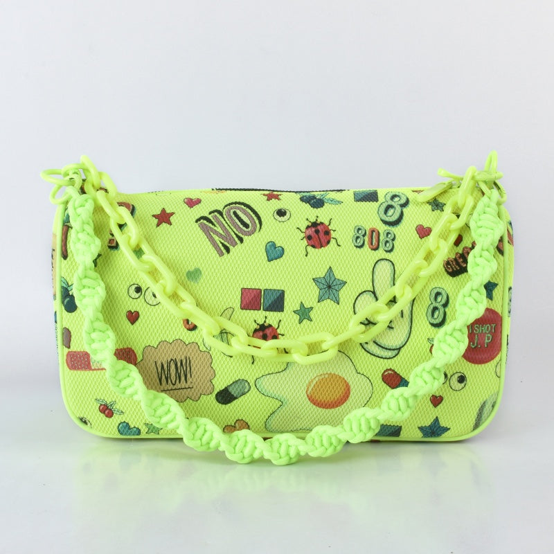 Neon Eye Crossbody Bag With Chain