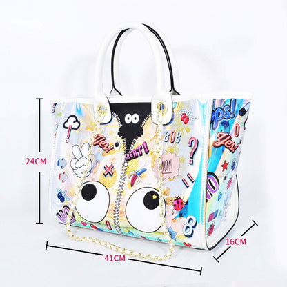 Iridescent Eye Tote With Chain