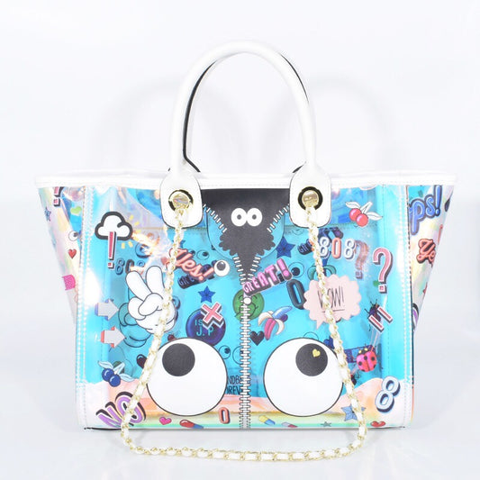 Iridescent Eye Tote With Chain